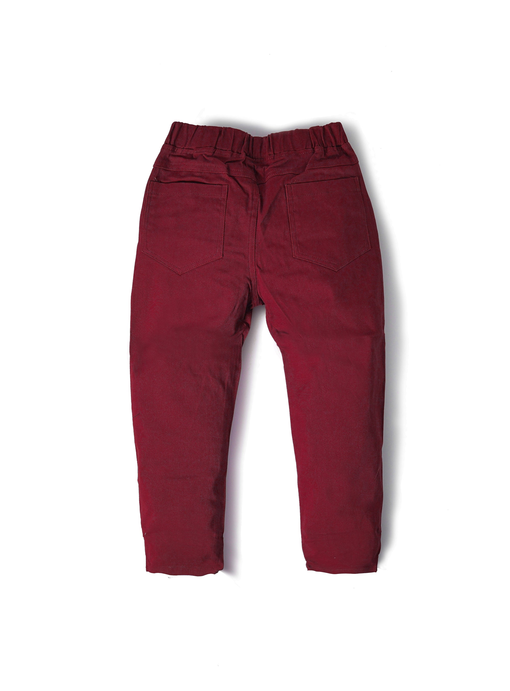 dark cherry chinos with stretchable waist