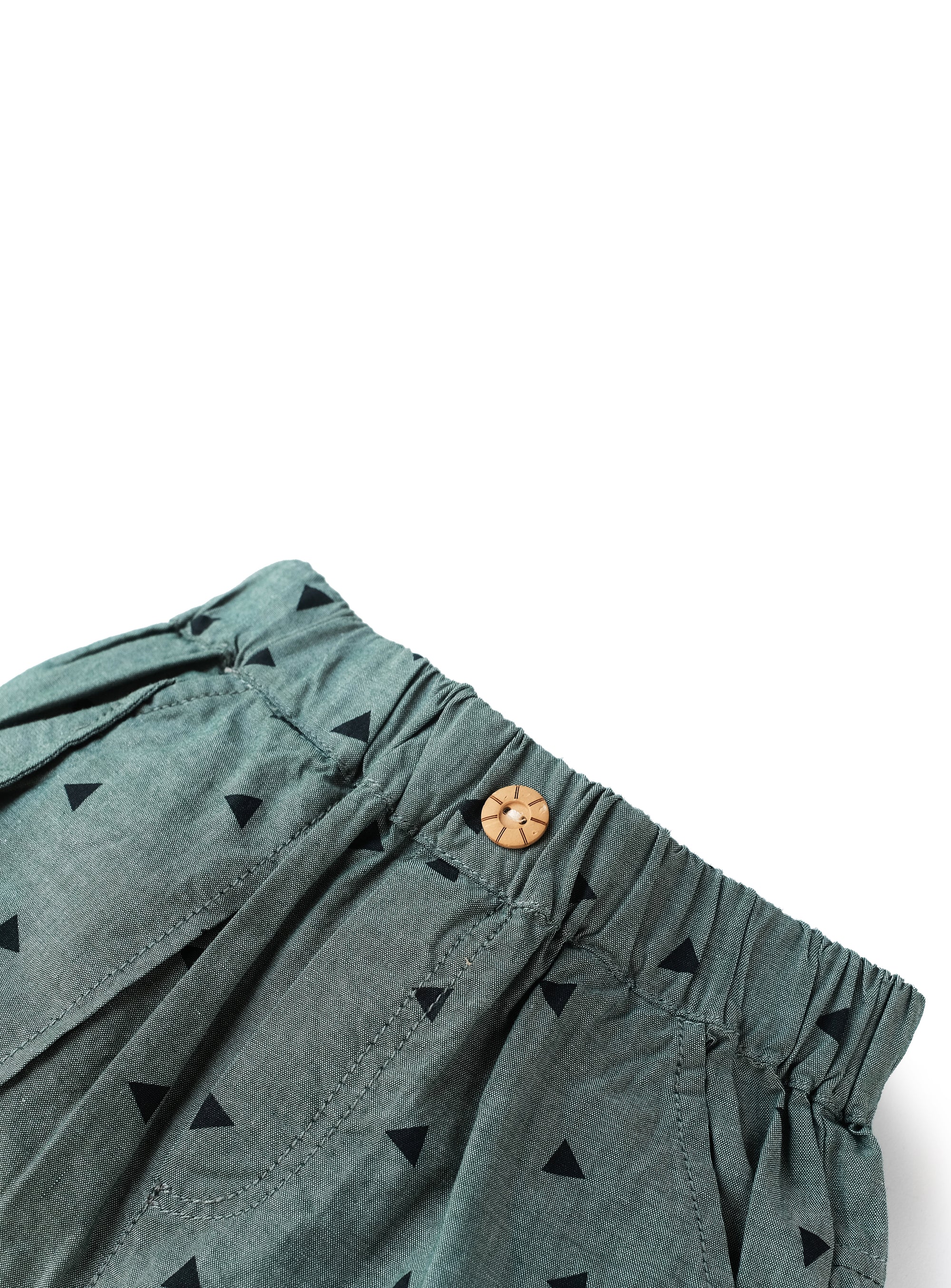 forest green shorts with triangle pattern