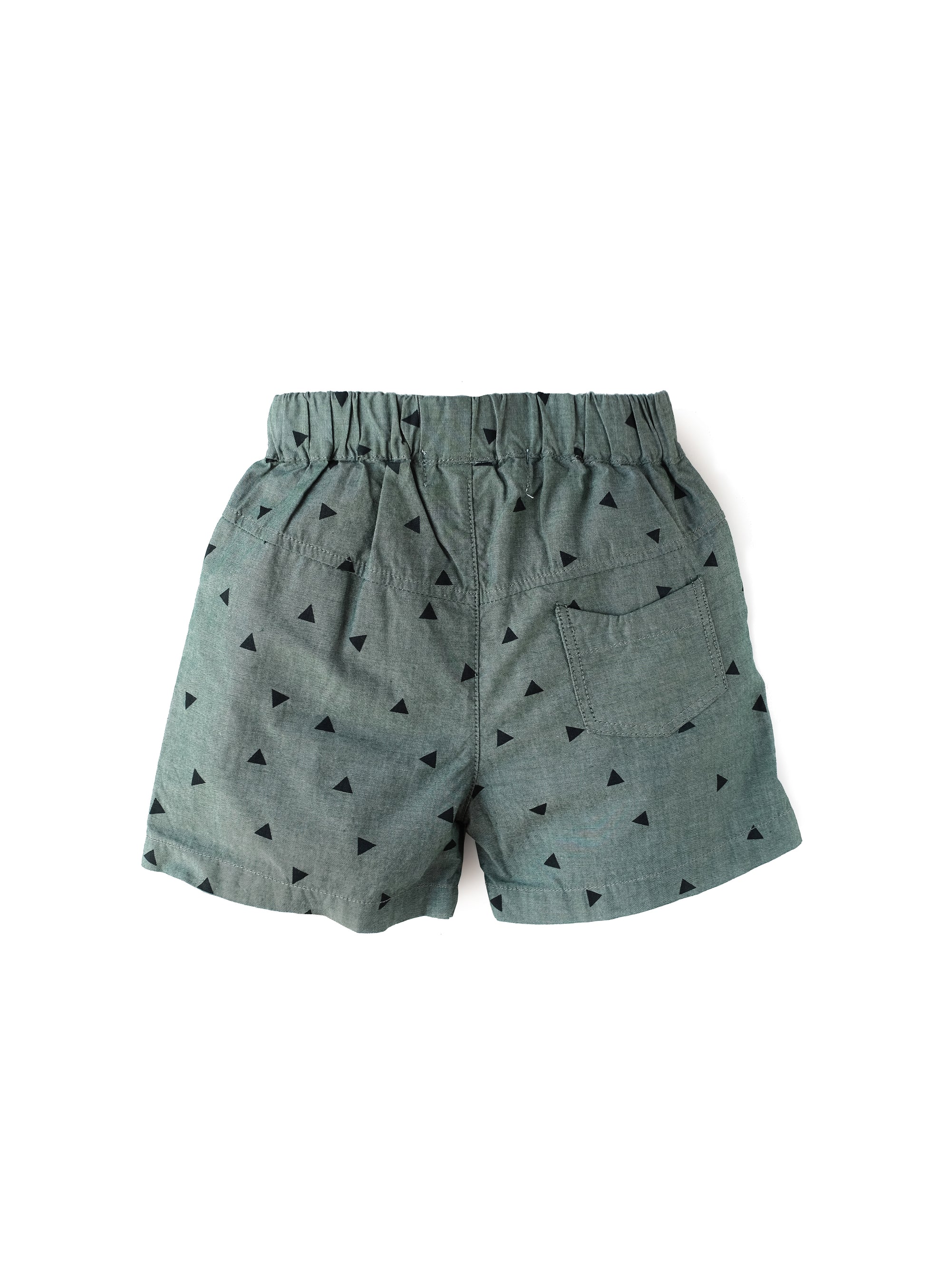 forest green shorts with triangle pattern