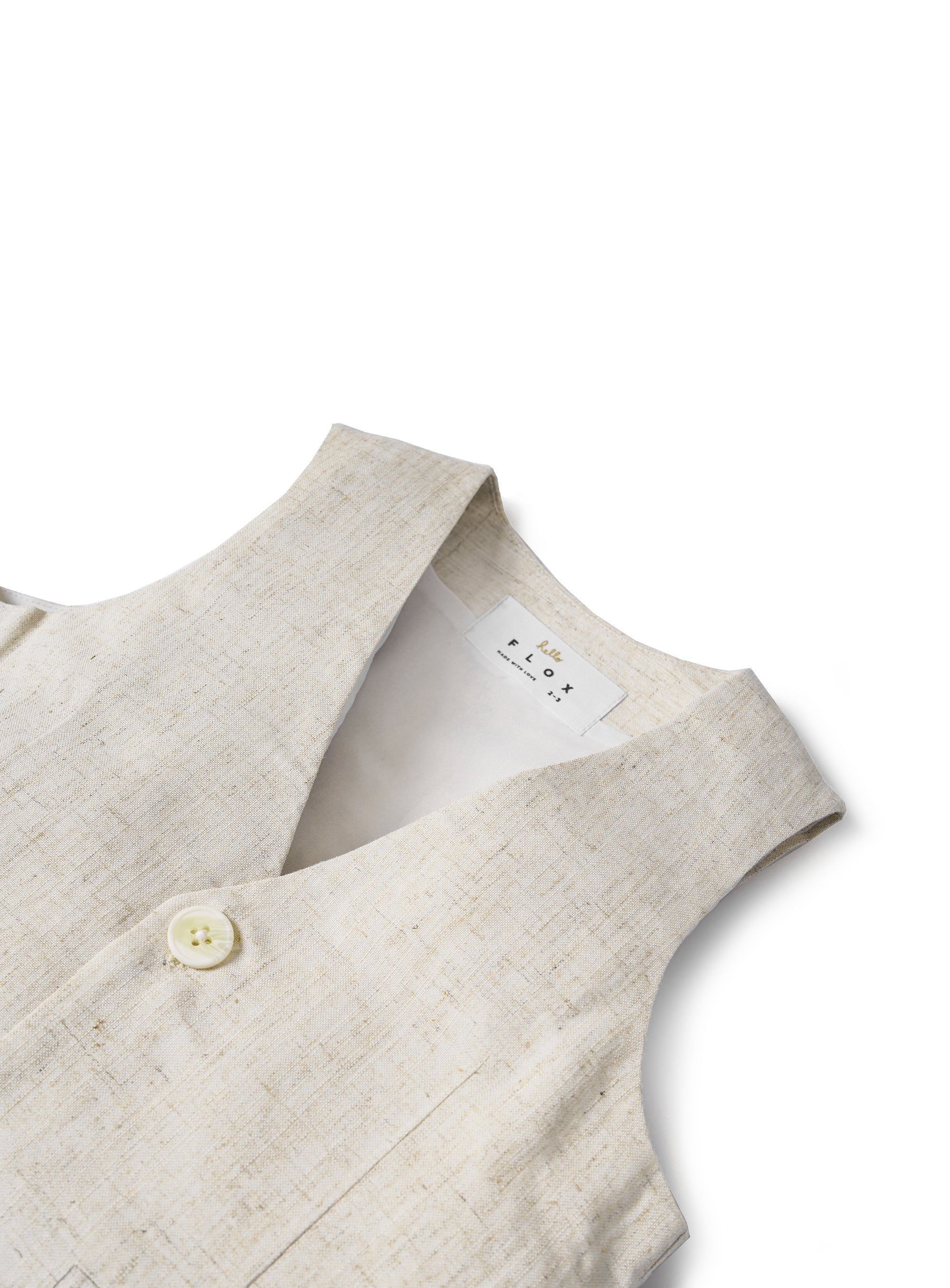 textured sandy beach vest with off white buttons