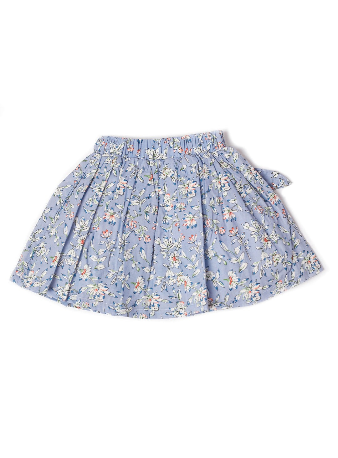 teapot blue skirt with idyllic flowers pattern