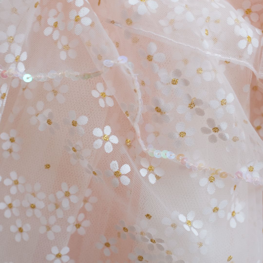 sparkly peach bloom puff dress