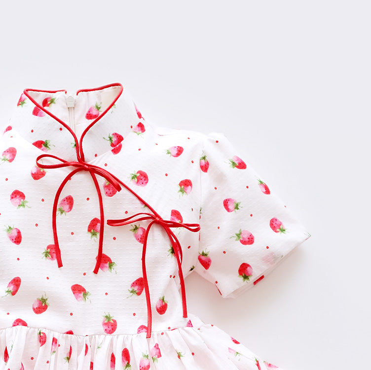 red strawberry garden cheongsam dress