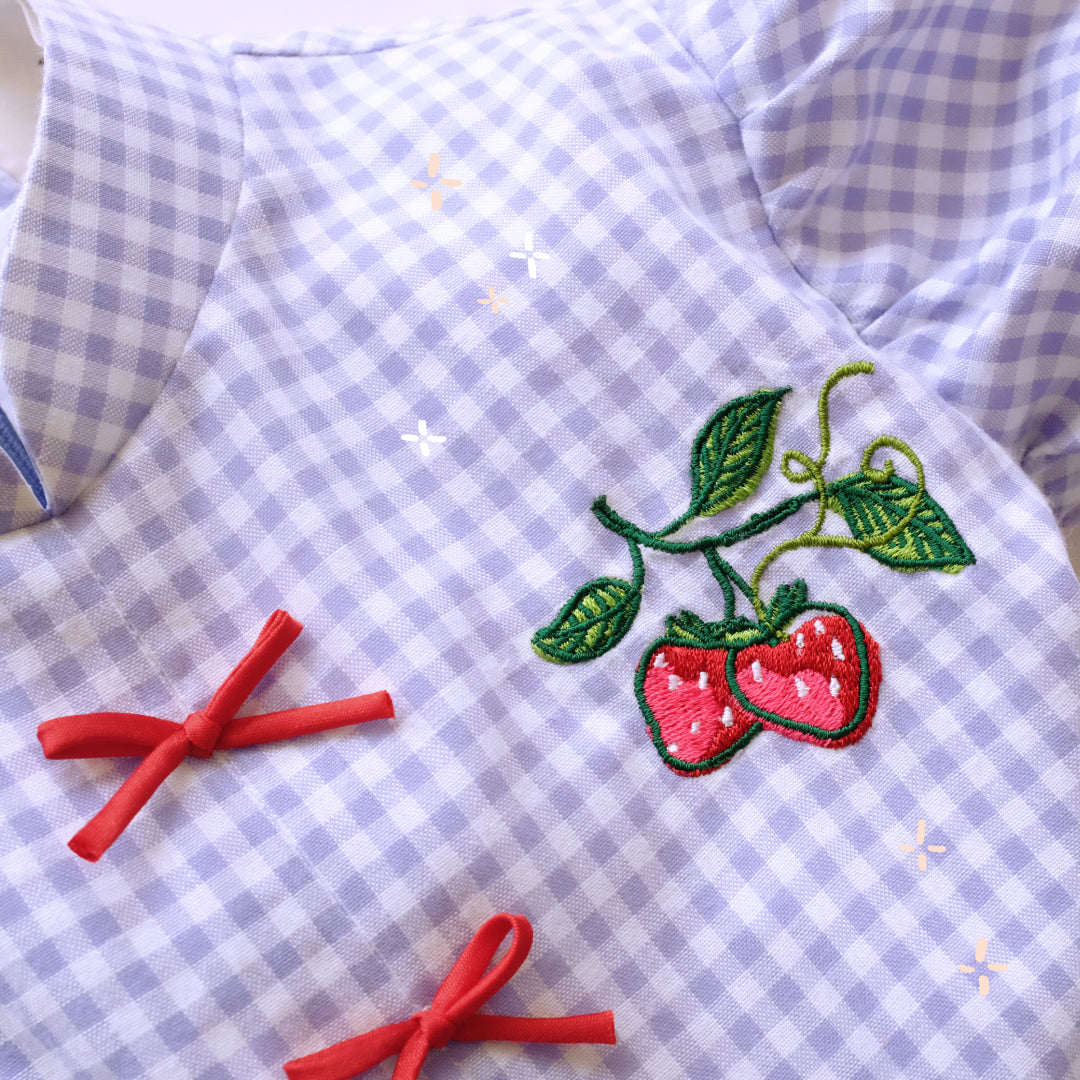 strawberry lilac puff dress