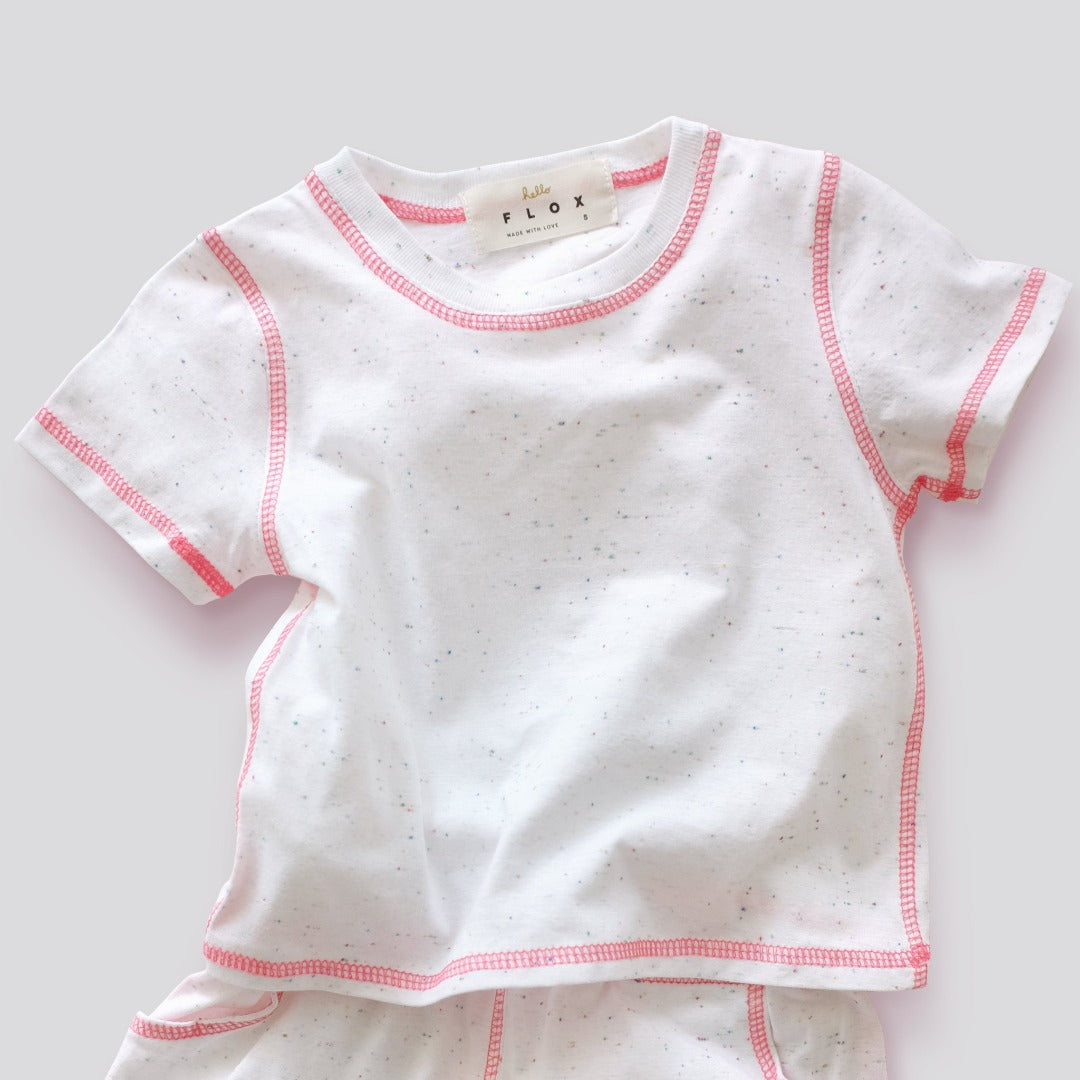 white with rainbow dots leisurewear