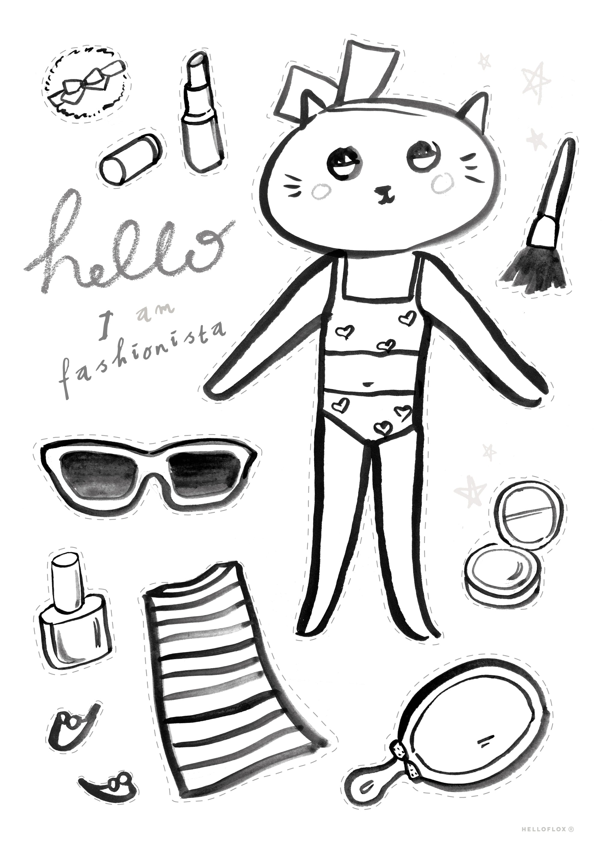 kitty printable paper doll